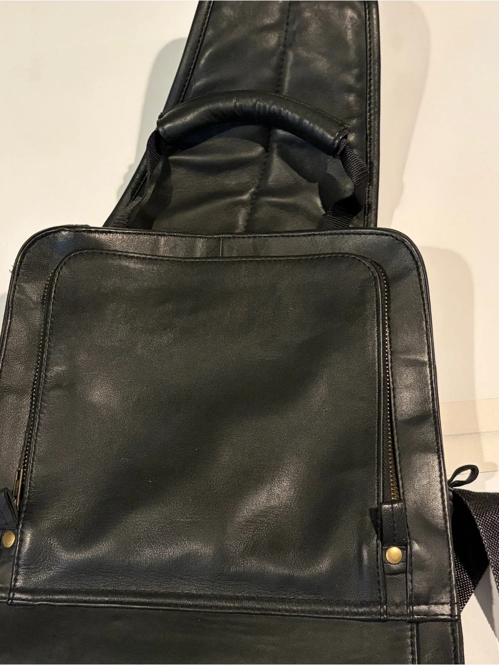 Nicholas K Black Leather Sling Pack One Strap Backpack Utilitarian Avant Garde